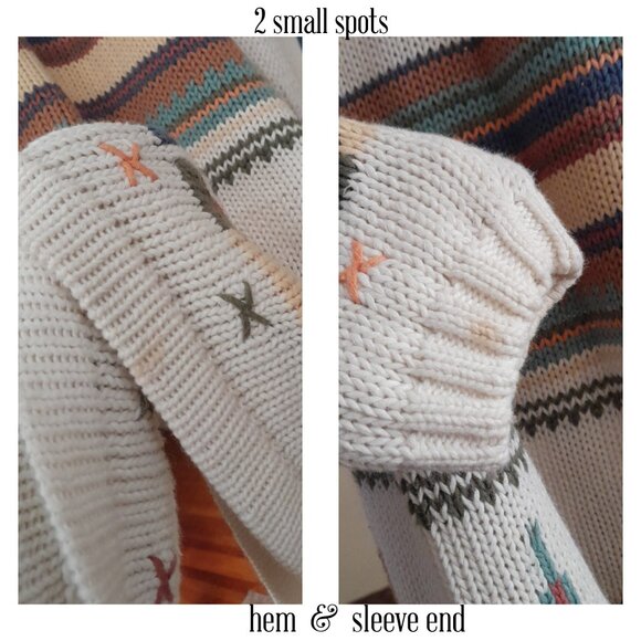 Vintage Oversized Heavy Knitted Aztec Print Woolrich Cotton Sweater Women's L - Picture 3 of 6